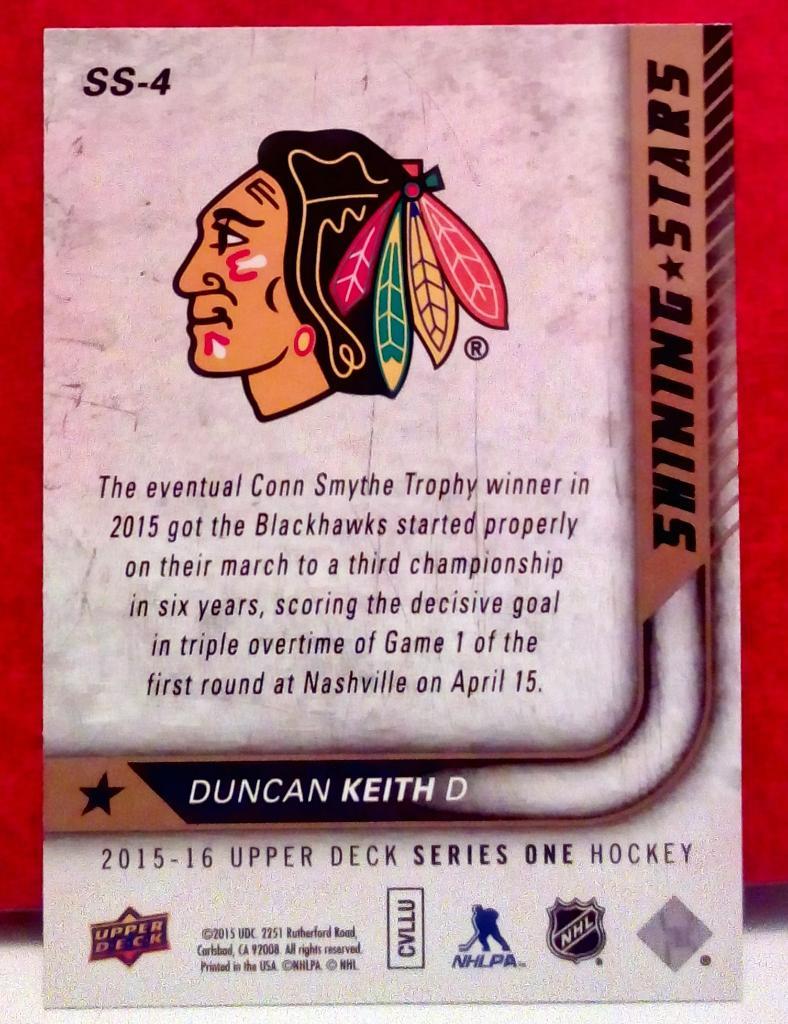 2015-16 Upper Deck Shining Stars #SS4 Duncan Keith (NHL) Chicago Blackhawks 1