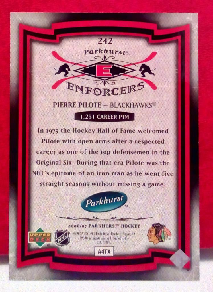 2006-07 Parkhurst #242 Pierre Pilote 2859/3999 (NHL) Chicago Blackhawks 1