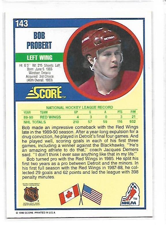 1990-91 Score #143 Bob Probert 1