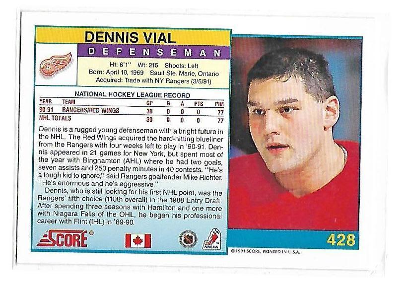 1991-92 Score #428 Dennis Vial 1