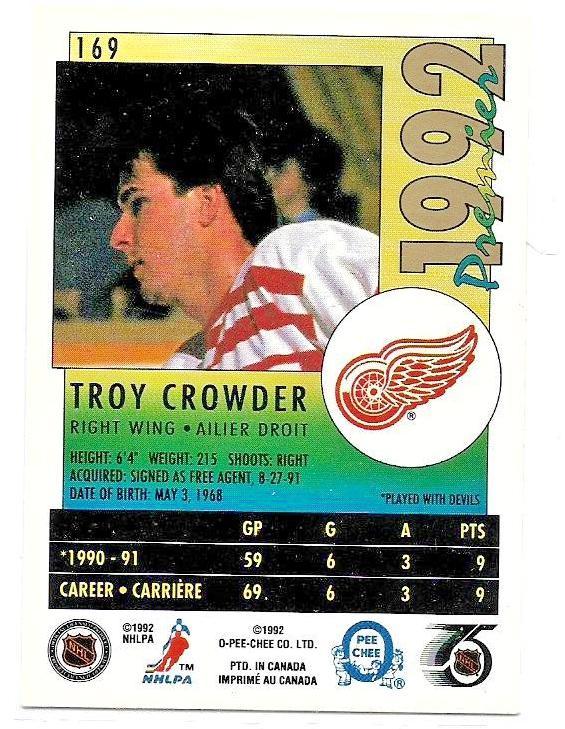 1991-92 OPC Premier #169 Troy Crowder 1