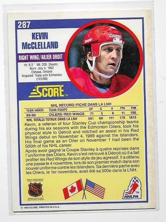 1990-91 Score #287 Kevin McClelland 1