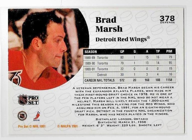 1991-92 Pro Set #378 Brad Marsh 1