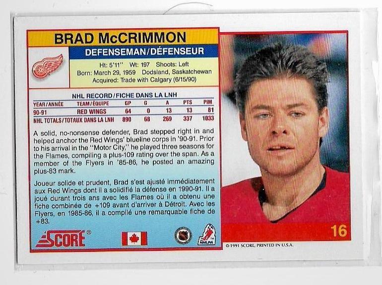 1991-92 Score #16 Brad McCrimmon 1