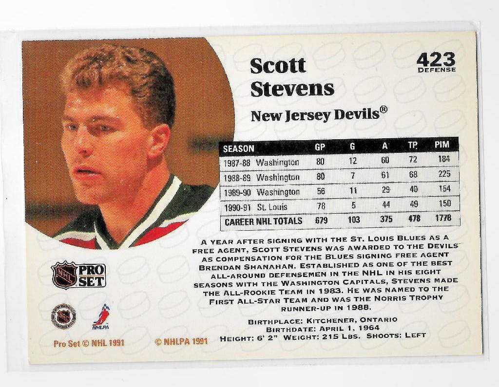 1991-92 Pro Set #423 Scott Stevens 1