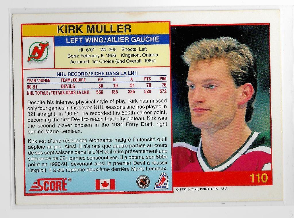 1991-92 Score #110 Kirk Muller 1