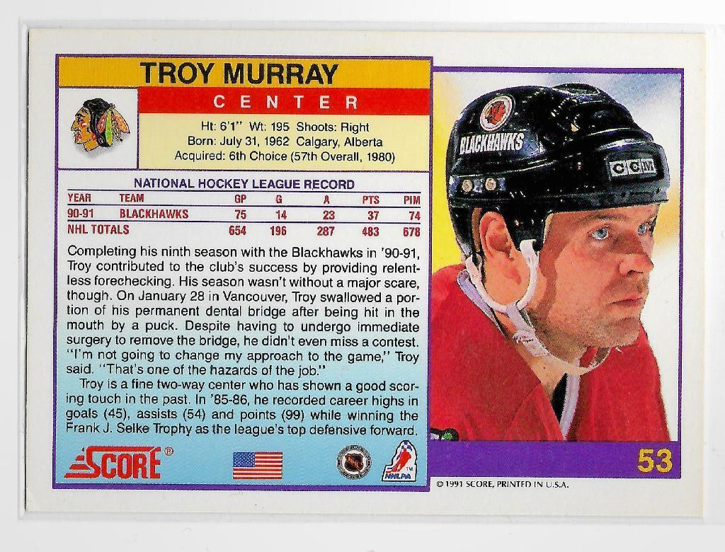 1991-92 Score #53 Troy Murray 1