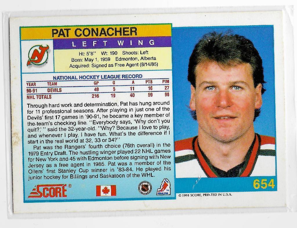 1991-92 Score #654 Pat Conacher 1