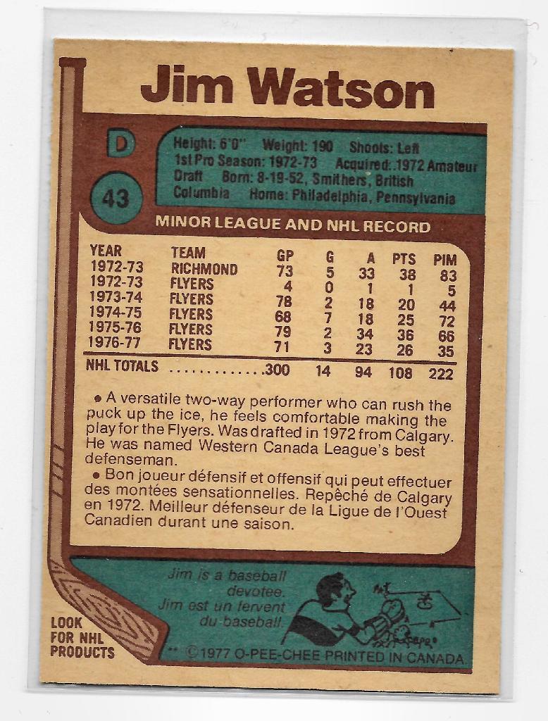 1977-78 O-Pee-Chee #43 Jimmy Watson 1