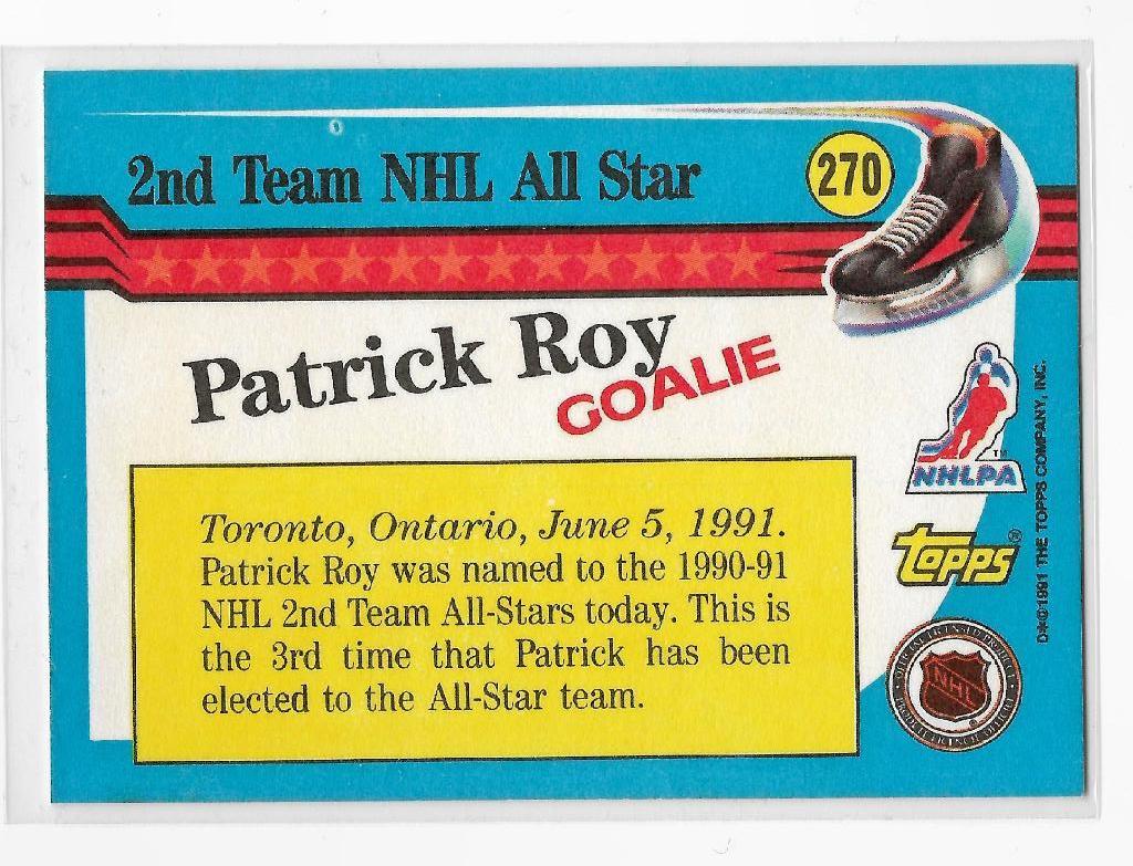 1991-92 Topps #270 Patrick Roy AS 1