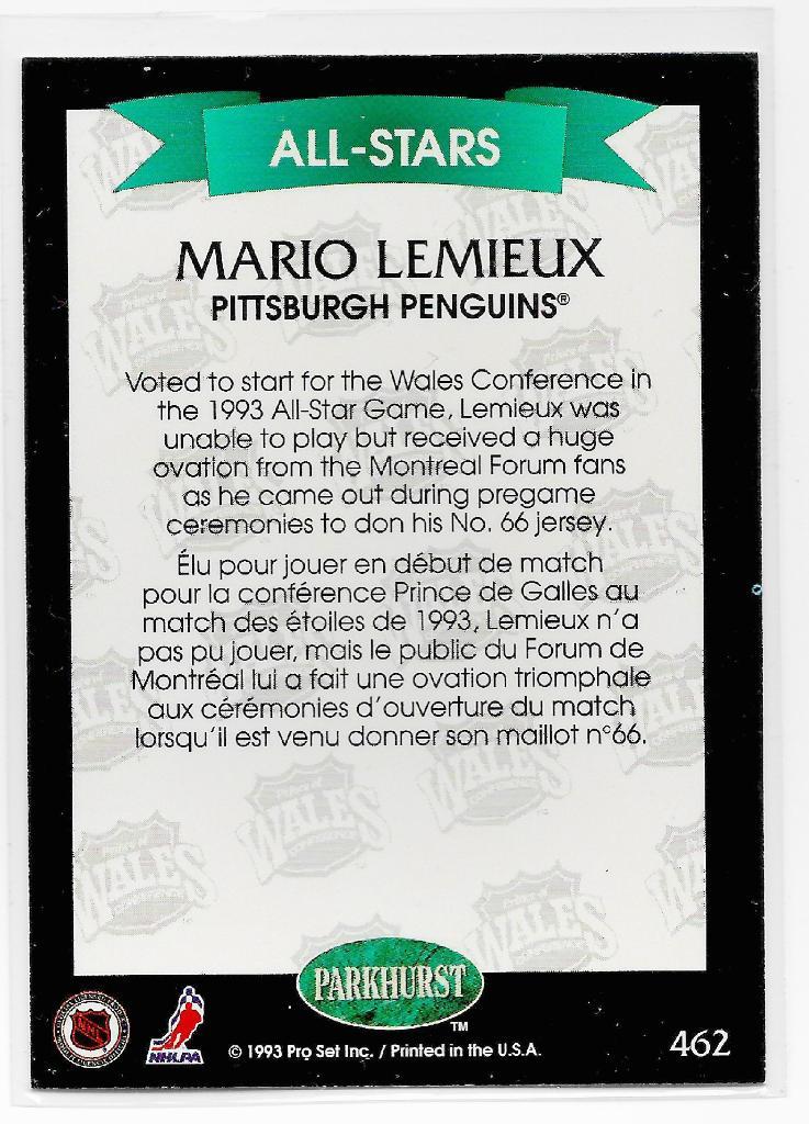 1992-93 Parkhurst #462 Mario Lemieux AS 1