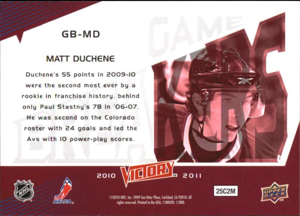 2010-11 Upper Deck Victory Game Breakers #GBMD Matt Duchene 1