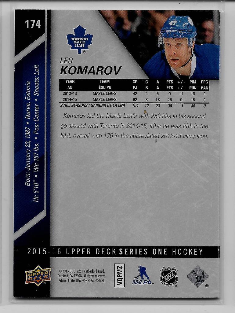 2015-16 Upper Deck #174 Leo Komarov 1