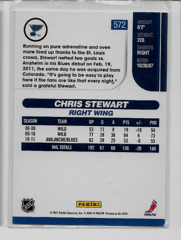 2010-11 Score #572 Chris Stewart 1