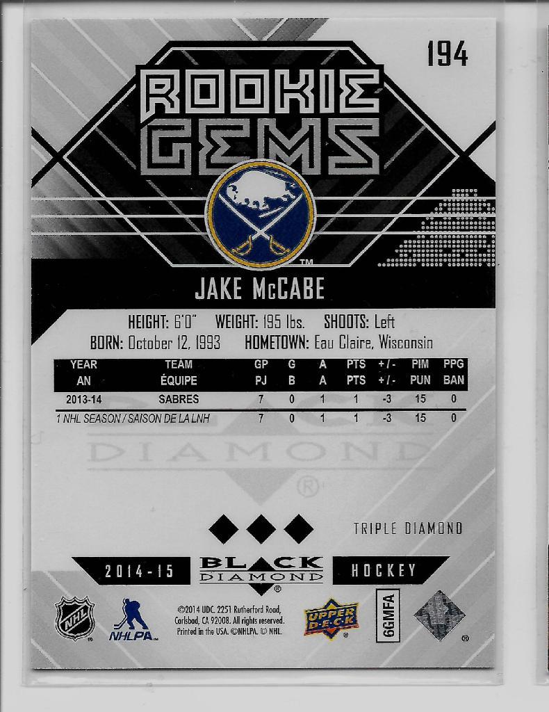 2014-15 Black Diamond Orange #194 Jake McCabe 1