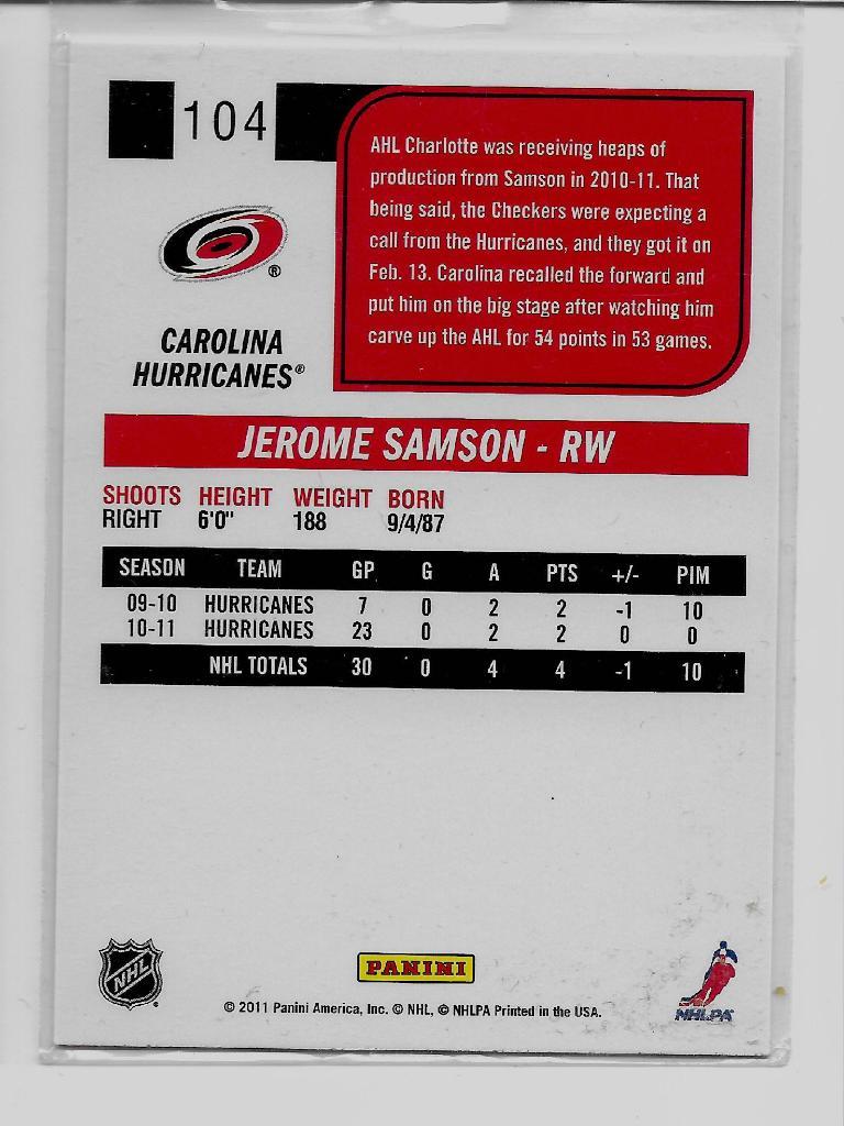 2011-12 Score #104 Jerome Samson 1