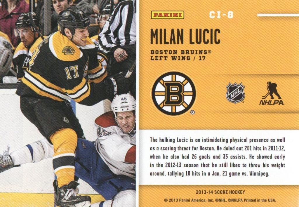 2013-14 Score Check It #8 Milan Lucic 1