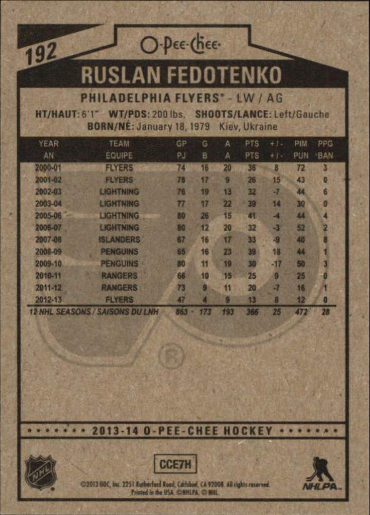 2013-14 O-Pee-Chee #192 Ruslan Fedotenko 1