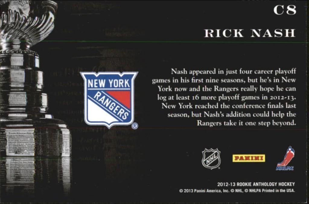 2012-13 Panini Contenders Cup Contenders #8 Rick Nash 155/999 1