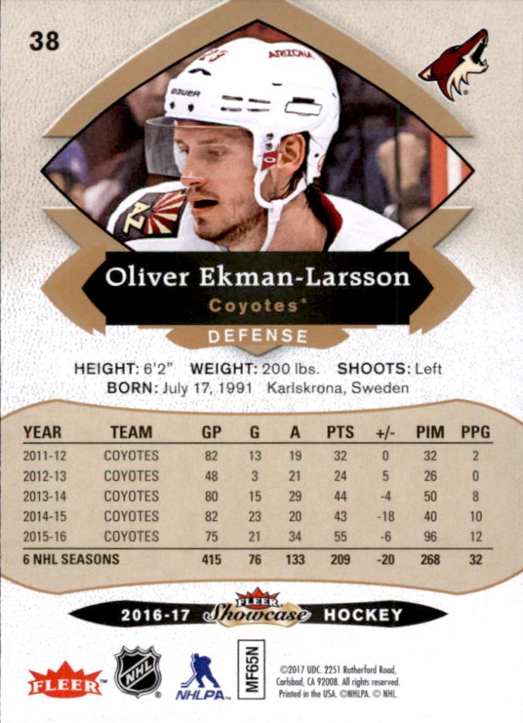 2016-17 Fleer Showcase #38 Oliver Ekman-Larsson 1