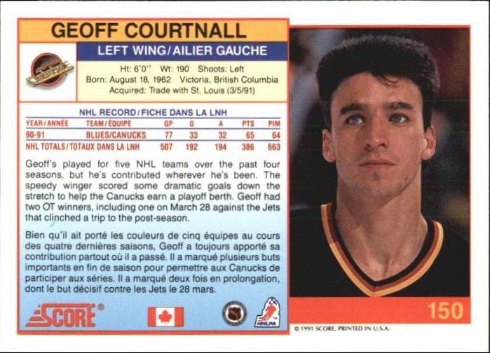 1991-92 Score American #150 Geoff Courtnall 1