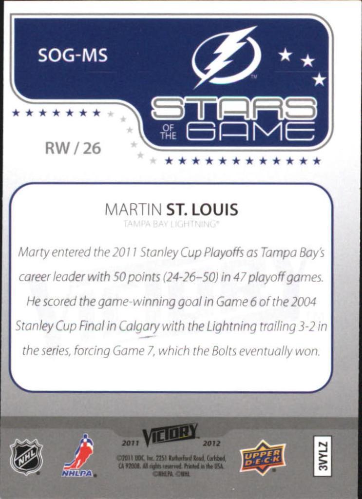 2011-12 Upper Deck Victory Stars of the Game #SOGMS Martin St. Louis 1