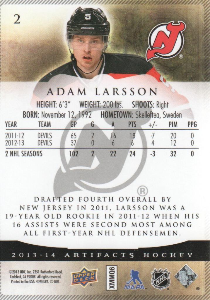 2013-14 Artifacts #2 Adam Larsson 1