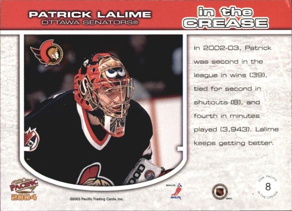 2003-04 Pacific In the Crease #8 Patrick Lalime 1
