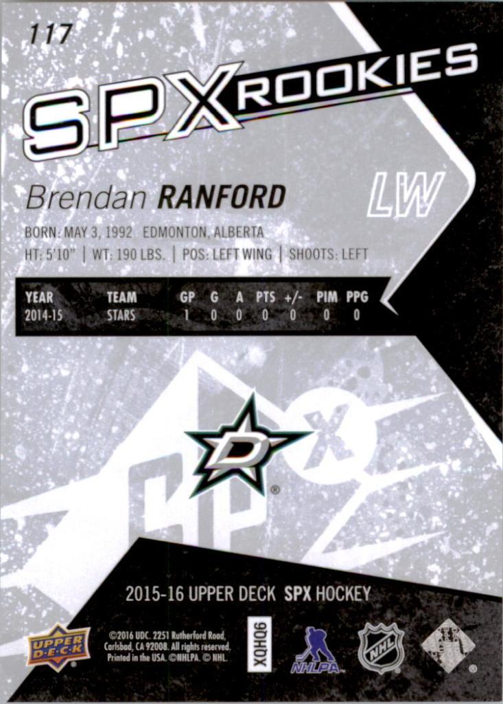 2015-16 SPx #117 Brendan Ranford RC 1
