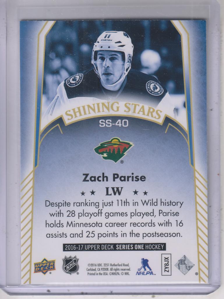2016-17 Upper Deck Shining Stars #SS40 Zach Parise 1