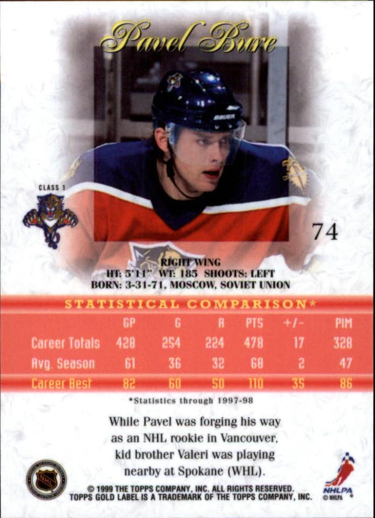 1998-99 Topps Gold Label Class 1 #74 Pavel Bure 1