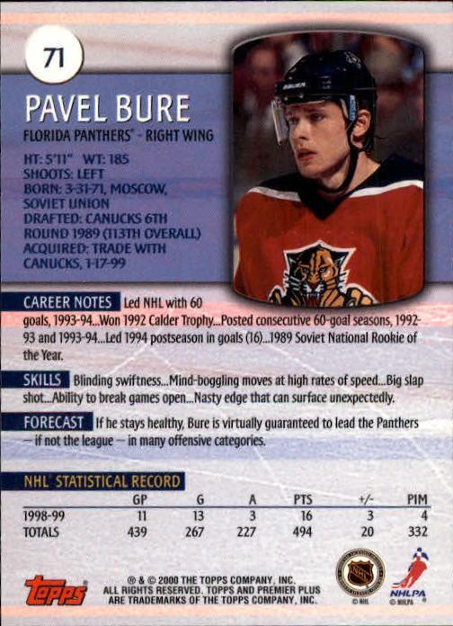 1999-00 Topps Premier Plus #71 Pavel Bure 1
