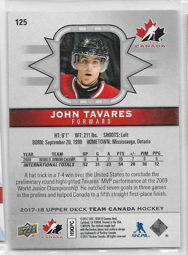 2015-16 Upper Deck National Hockey Card Day Canada #CAN1 John Tavares\ NI 1