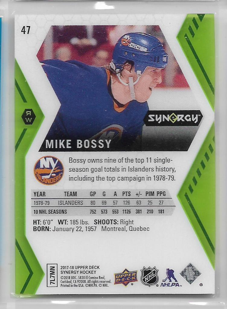 2017-18 Synergy Green #47 Mike Bossy\ NI 1