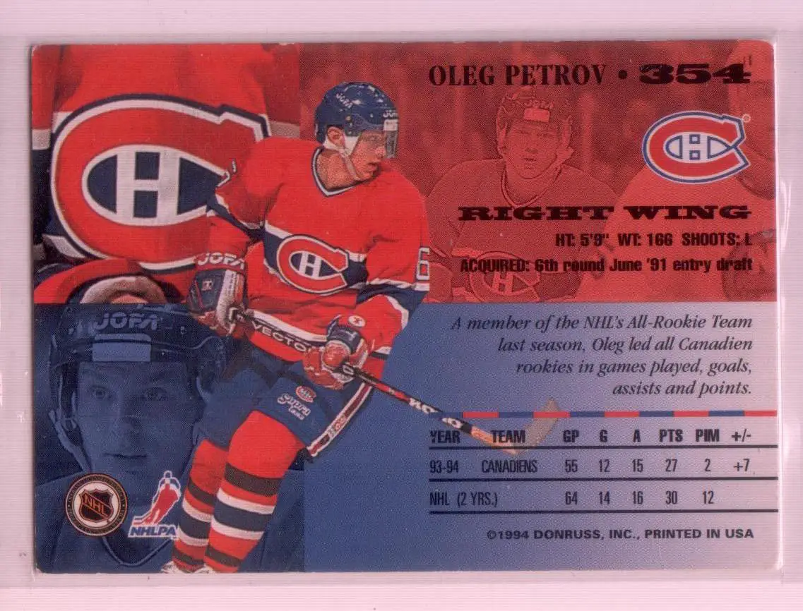 1994-95 Leaf - [Base] #354 - Oleg Petrov-Montreal Canadiens 1