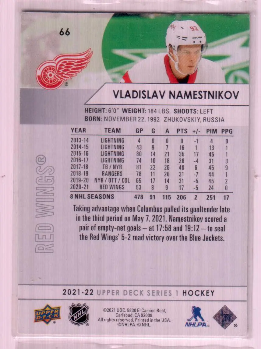 2021-22 Upper Deck #66 Vladislav Namestnikov 1