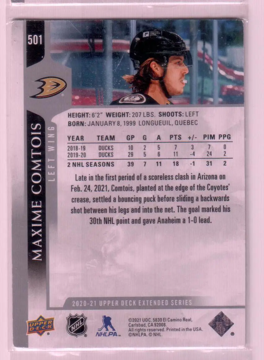 2020-21 Upper Deck #501 Maxime Comtois 1