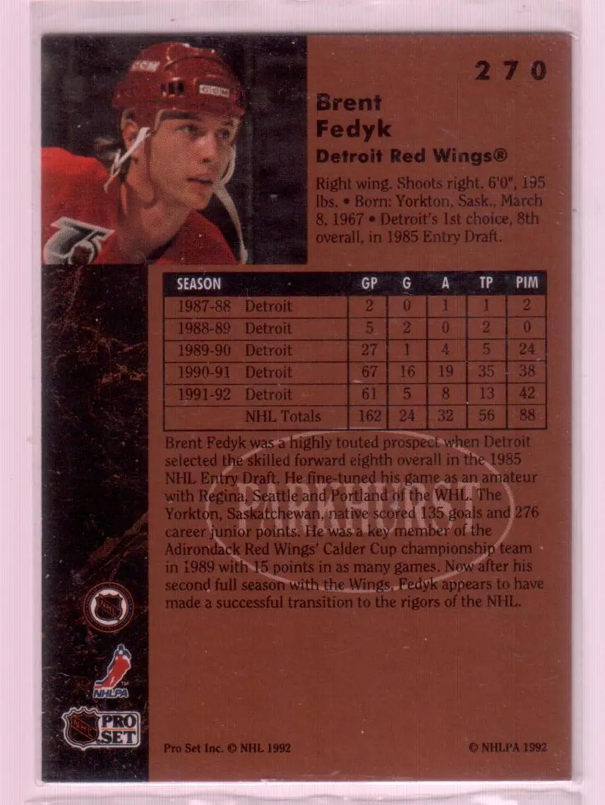 1991-92 Parkhurst #270 Brent Fedyk 1
