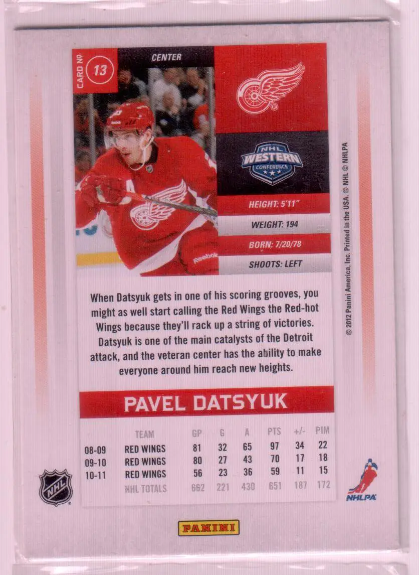 2011-12 Panini Contenders #13 Pavel Datsyuk 1