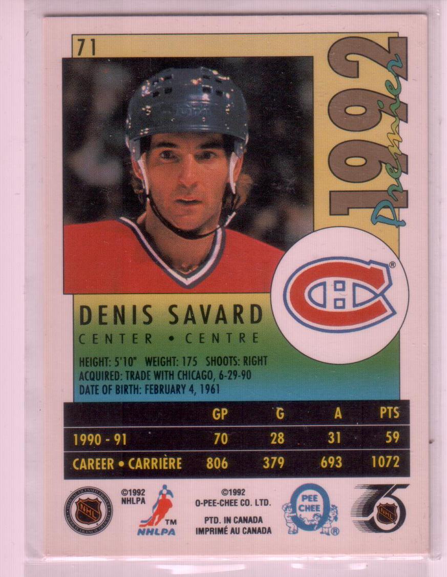 1991-92 OPC Premier #71 Denis Savard 1