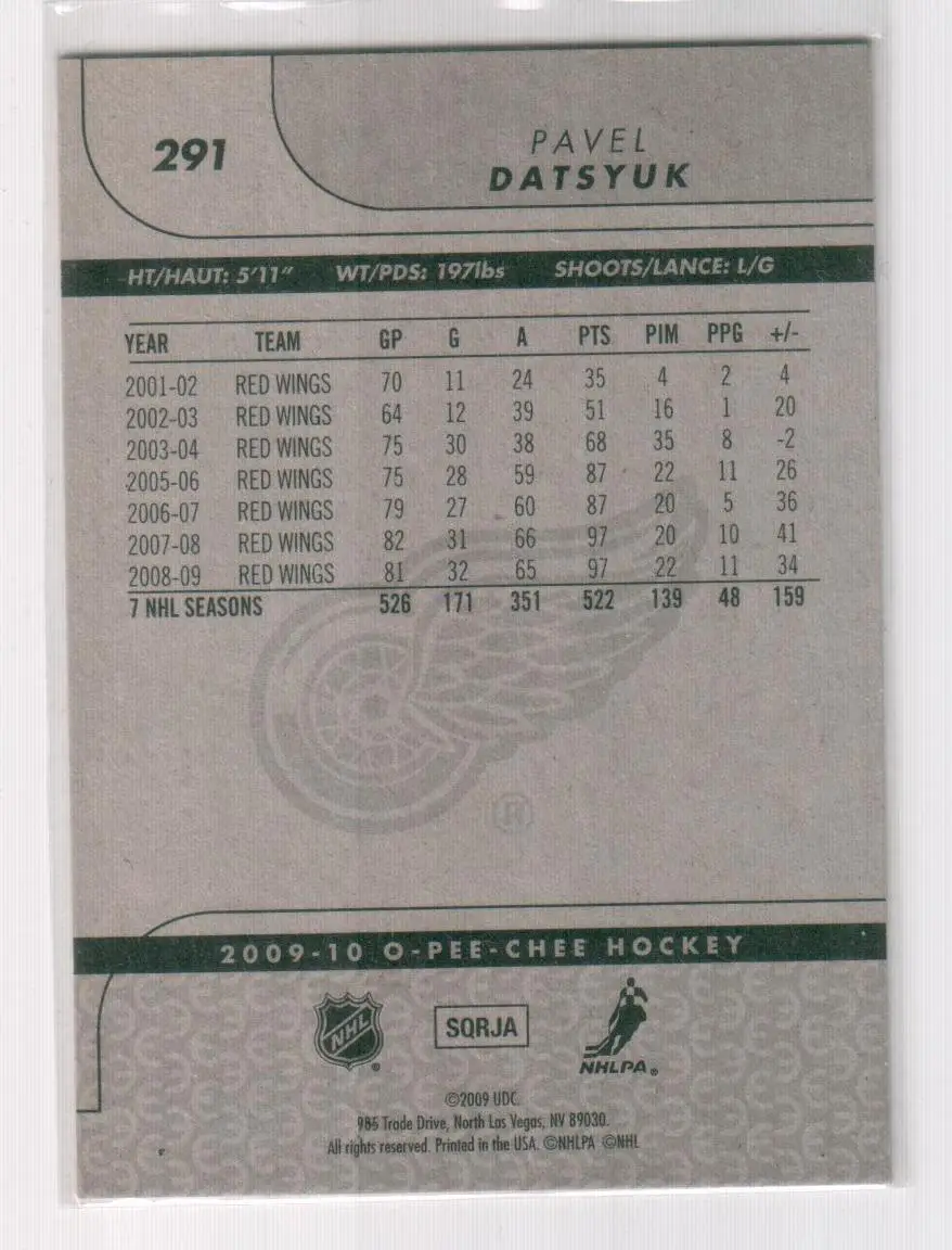 2009-10 O-Pee-Chee #291 Pavel Datsyuk 1