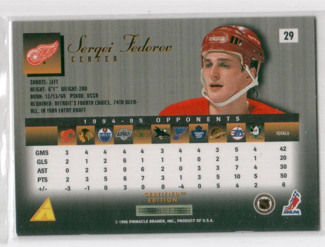 1995-96 Select Certified #29 Sergei Fedorov 1