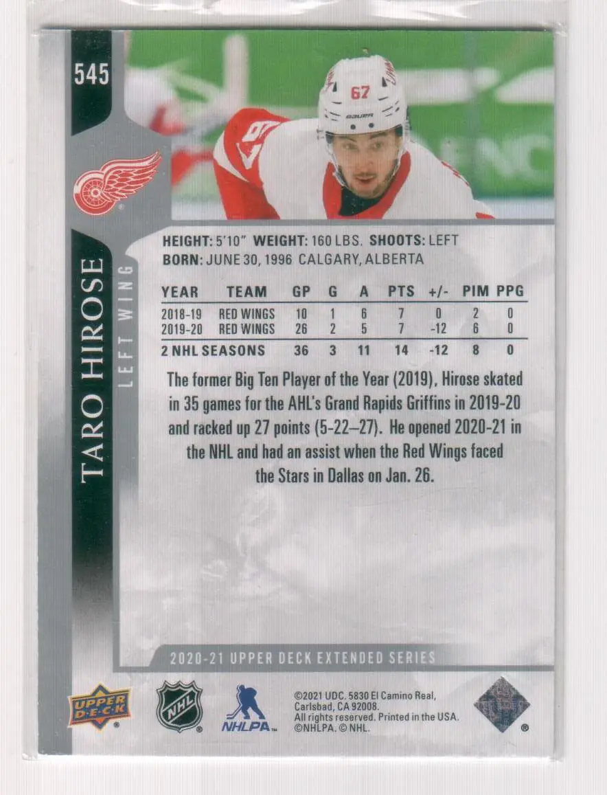 2020-21 Upper Deck #545 Taro Hirose 1