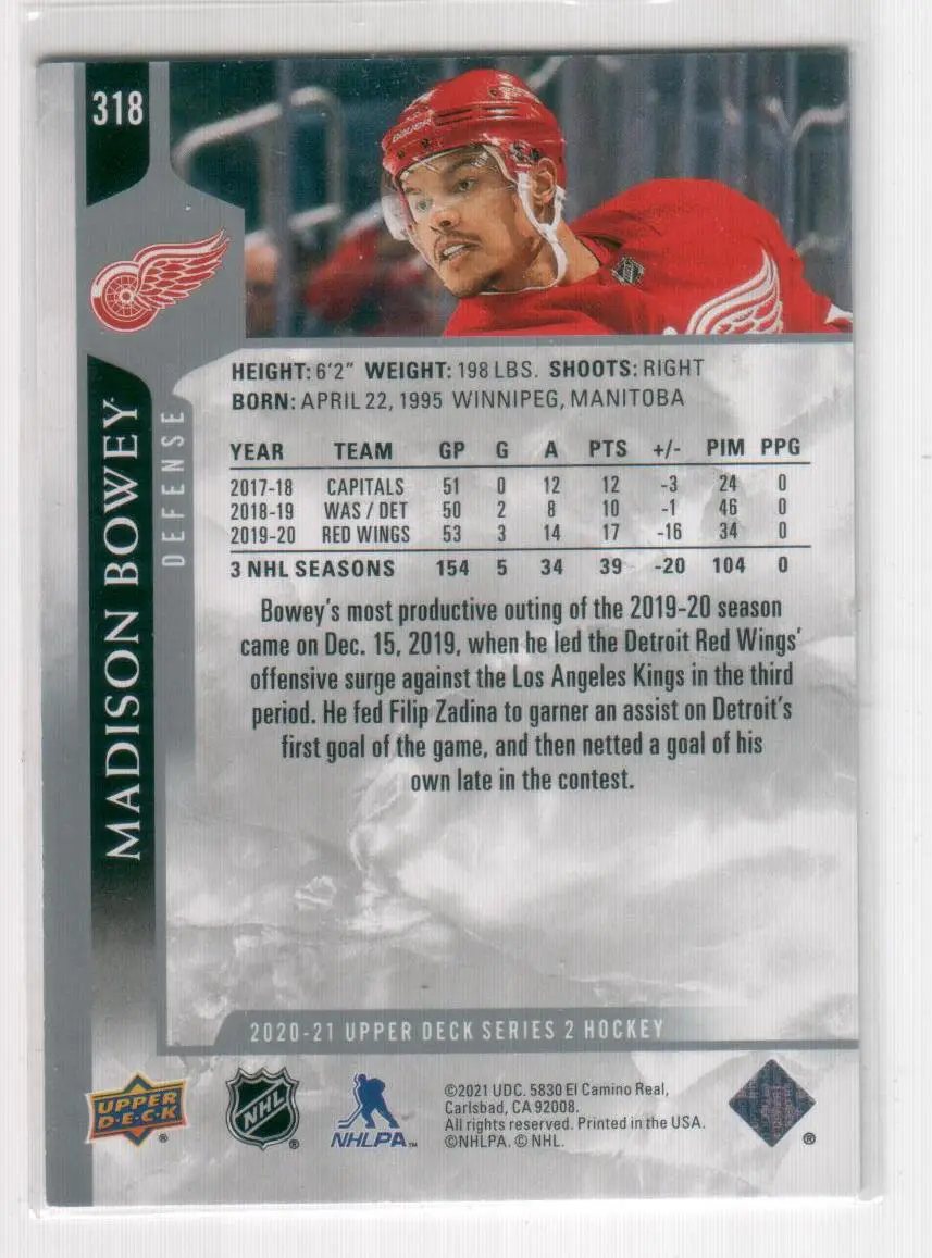 2020-21 Upper Deck #318 Madison Bowey 1