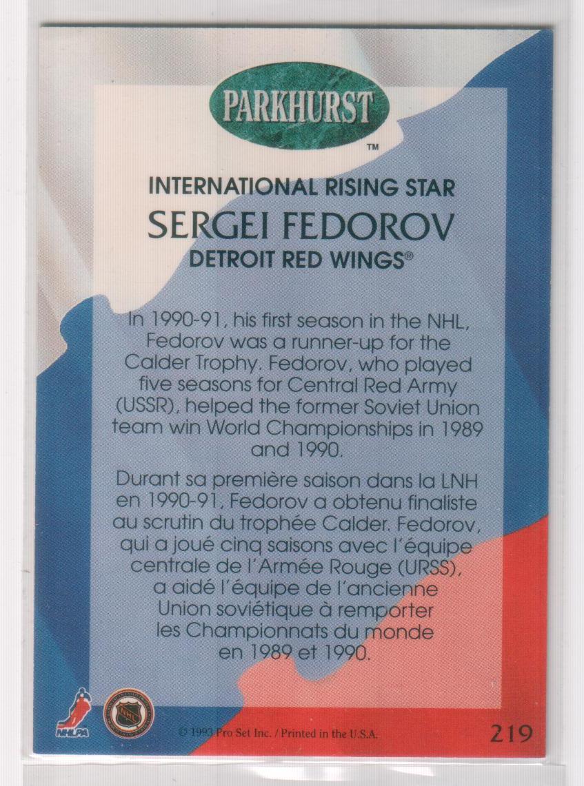 1992-93 Parkhurst #219 Sergei Fedorov IRS 1