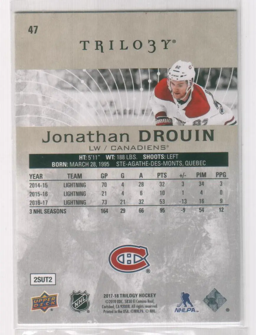 2017-18 Upper Deck Trilogy #47 Jonathan Drouin 1