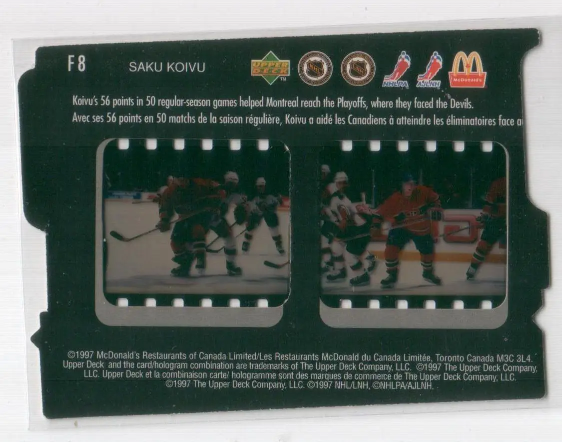 1997-98 McDonald's Upper Deck Game Film #8 Saku Koivu 1