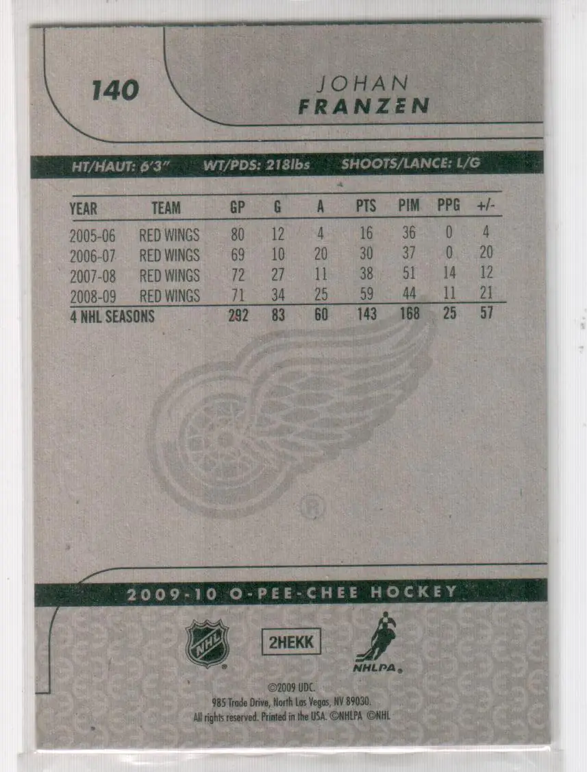 2009-10 O-Pee-Chee #140 Johan Franzen 1