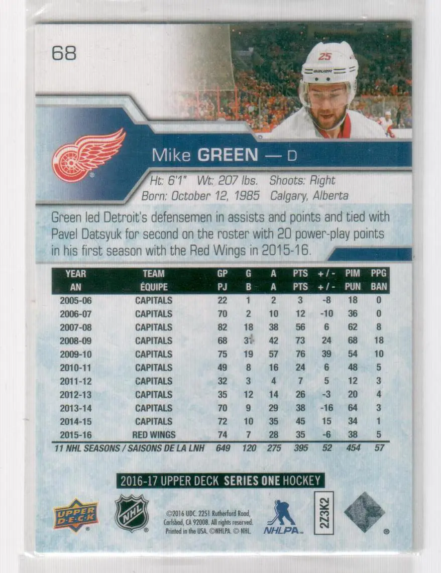2016-17 Upper Deck #68 Mike Green 1