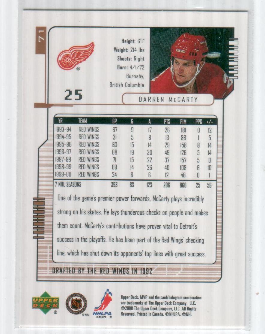 2000-01 Upper Deck MVP #71 Darren McCarty 1